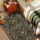 3x5 Black Brown Boho Floral Washable Rug,Soft Lightweight Low Pile Non-Shedding Carpet,Machine Washable Stain Resistant & Non-Slip for Entryway,Girls Bedroom,Kids Room,Living Room