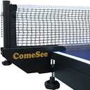 ComeSee Professional Table Tennis Ping Pong Net Post Set Strength Screw Clamp with Net Clip Insert, 1.65 Inch Width Grip Holder, Tension and Height Adjustable Easy Set Up (Black)