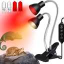 Heat Lamp for Reptile,UVA UVB Light for Turtle,Bearded Dragon Basking Light Bulbs,Dimmable 360Gooseneck UV Heating Lamp W/ G9 Mini Halogen Bulbs 60W (White*2Red*2) for Tortoise/Snake/Lizard
