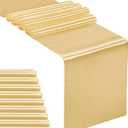 10-Pack Satin Table Runner Light Gold 12 x 108 inches Long, Table Runners for Wedding, Birthday Parties, Banquets Decorations10 Pack, 12x108 Inch, Light Gold
