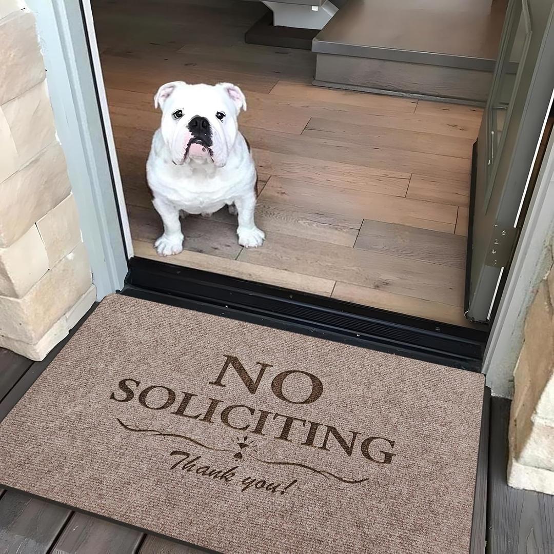 No Soliciting Outdoor Doormat Durable Dirt Trapper Mat Non-Slip Door Mat Indoor Floor Mats Entrance Mats No Soliciting Outdoor Yard Doormats for Home and Front Door (1'6" x 2'4" (Rectangular))