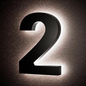 LLtronation 6 Inch Backlit House Numbers for Outside, Stainless Steel, LED Illuminated Home Address Number, Modern Lighted Address Signs for Houses, Restaurant, Waterproof (6IN-2-Black)