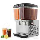 Commercial Beverage Dispenser, 9.52 Gallon/36l Juice Dispenser with 2 Tanks, 250w Stainless Steel Ice Tea Dispensers with Thermostat Control, Stirring Cold Drinks, for Cafe Restaurant Bar Party