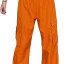 Women Fashion Cargo Pants Straight Leg Elastic Waist Vintage Y2K Baggy Jogger Loose Fit Trousers with Pockets (Large)