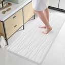 Buganda Memory Foam Bathroom Rug Mat 59x24, Extra Soft and Absorbent Bath Mats, Non-Slip and Machine Washable Bath Rugs for Bathroom Floor,Tub and Shower, White
