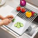 Roll Up Dish Drying Rack Over The Sink Kitchen Roll Up Sink Drying Rack Multipurpose Foldable Sink Drying Mat, Heat-Resistant, Anti-Slip & Anti-Rust Dish Rack for Kitchen, 20.5" x 13", White