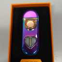 Torch Lighter, Dual Flame Butane Lighter Refillable, Windproof Adjustable Jet Flame and Soft Flame, with Heart-Shaped Transparent Gas Window, for Men Women (Without Butane)-Rainbow