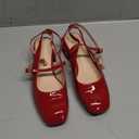 Coutgo Womens Mary Jane Chunky Low Heels Closed Square Toe Ankle Strap Pumps Wedding Party Dress Shoes 6