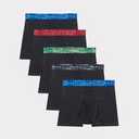 Hanes Moves Boys' Anti-Chafe Boxer Brief Underwear, Black, 6-Pack, Large