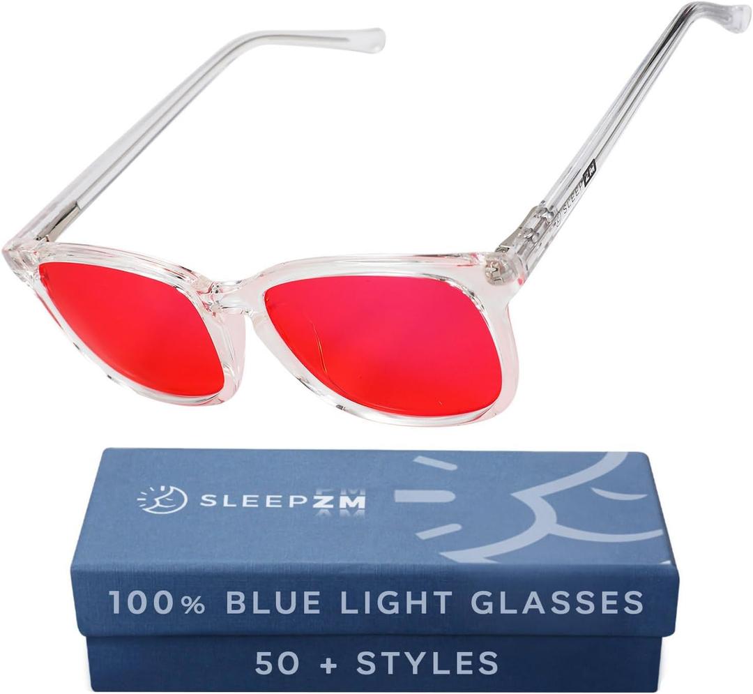 100% Blue Light Blocking Glasses - Women + Men - Better Sleep - Anti Eye Strain Protection - Computer Screens Gaming (8. Clear)