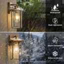 Brass Outdoor Wall Light Fixtures, Exterior Waterproof Lanterns, Porch Wall-Mounted Lights with E26 Socket and Glass Shade Modern Rustproof Wall Sconces for Yard, Front Door & Entryway.2-Pack