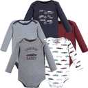 Hudson Baby baby-boys Cotton Long-sleeve Bodysuits 5-pack (3-6 Months, Cars)