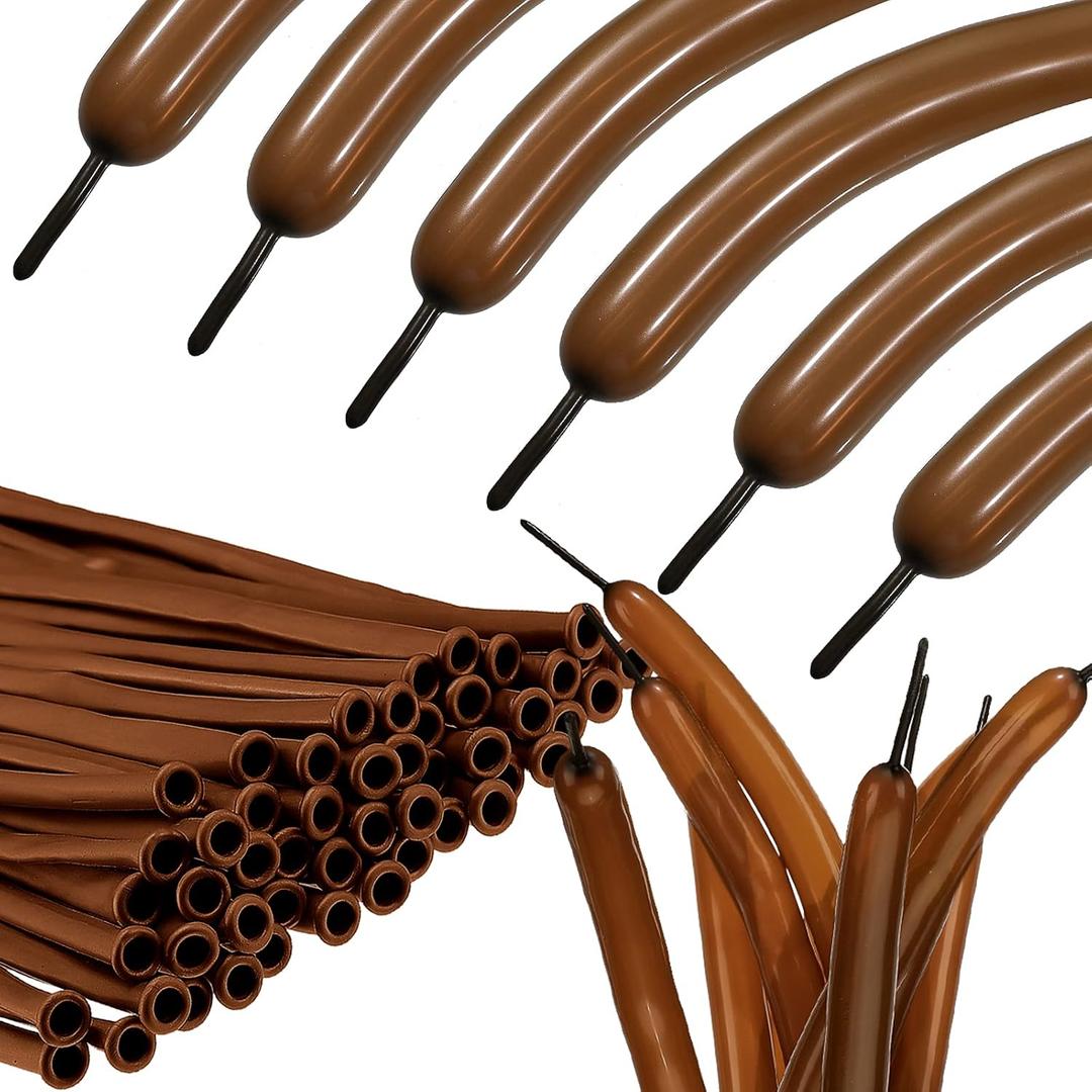 Skylety 100 Pieces Twisting Balloons Long Balloons DIY Latex Modelling for Birthday Wedding Engagement Anniversary Festival Party Decoration(Coffee) (Coffee)