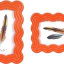 4x6 Picture Frame, Display Pictures 4x6 with Mat, Wavy Edge Wood Photo Frame for Tabletop and Wall Hanging, with Clear Plexiglass for Vertical or Horizontal Display, Orange, 1 Pack