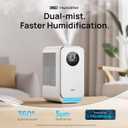 DREO Humidifiers for Bedroom, Top-filled Smart Quiet Cool Mist Humidifiers for Large Room Home, Oil Diffuser & Nightlight, 50Hours Runtime for Indoor Plants, with Alexa/Google, Grey