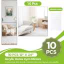10 Pcs 12" x 24" Acrylic Self Adhesive Mirror Tiles for Wall 2mm Thick Flexible Stick Mirror Sheets Mirror for Home Gym Bedroom Ceiling Workout