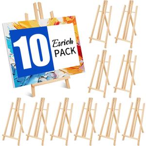 ESRICH 10pcs 17 Inch Tabletop Easels,Wood Easel for Painting,Tripod, Painting Party Easel, Kids Student Desktop Easel for Painting,Paint Easel for Canvas Painting