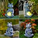 Goodeco Frog Statue with Solar Gazing Ball Lights - Zen Garden Statue for Outdoor Decor, Frog Gifts for Women & Moms, Housewarming Gifts