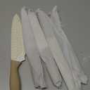 CAROTE 12PCS Knife set with Blade Guards,Granite Nonstick Ceramic Coating,Stainless Steel blade, Wood Grain Handle, Essential knife set,White