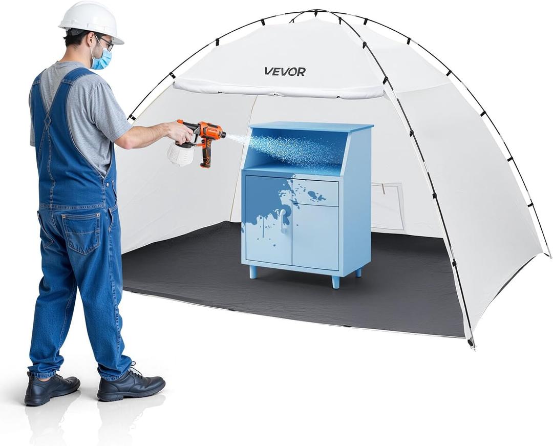 VEVOR Portable Paint Booth Tent, 115.35 x 90.55 x 74 inch Painting Tent Station, Spray Shelter with Built-in Floor & Mesh Screen, Large Space, Oxford Spray Painting Tents for Cupboard, Chairs, Tables (L120*W96*H72inch)