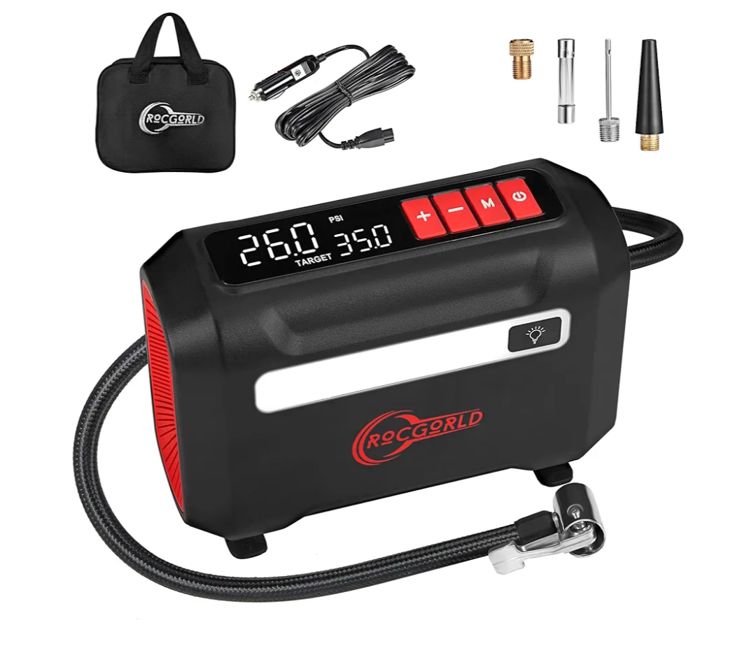 R8 Tire Inflator Portable Air Compressor, DC 12V Air Compressor Portable with Large Dual Digital Screen, 3X Faster Inflation Air Pump for Car, Bike, Ball, Motor