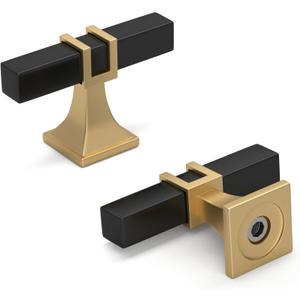 homdiy 6 Pack Black and Gold Cabinet Knobs Matte Black and Brushed Gold Cabinet Knobs Zinc Alloy Dresser Drawer Hardware Kitchen Cupboard Hardware