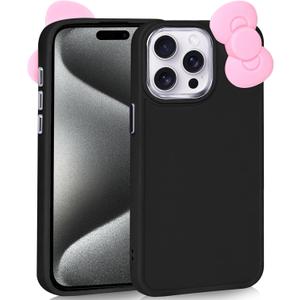 Compatible with iPhone 13 Pro Case, Cute 3D Bowknot Design Soft Silicone Shockproof Cover for iPhone 13 Pro 6.1" 2021 Black