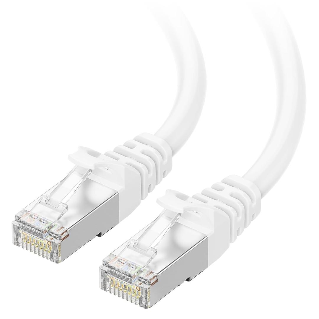 Cable Matters 10Gbps Snagless Short Shielded Cat 6A Ethernet Cable - 1ft, Cat 6A Cable, Cat6A Cord, Ethernet Cord, White