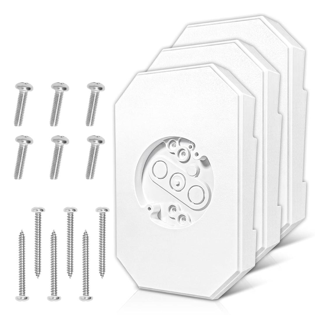3 Sets 8141DBL Siding Mounting Block, Vinyl Outdoor Mounting Plate kit with Built in Electrical Box, Fits for 1/2 inch Lap Double and 4 inch Siding, Sturdy and Durable, White