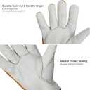 Leather Work Gloves Cowhide Gardening Glove for Wood Cutting/Garden/Construction/Driving for Men and Women 1 Pair(Large)