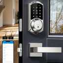 Veise VE06-L Smart Locks with 2 Lever Handle Set, App Control, Keyless Entry Deadbolt for Front Door, Electronic Digital Touchscreen Keypad, Auto Lock, Waterproof, Easy Installation, Satin Nickel