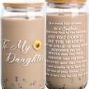 Gifts for Daughter Mothers Day Birthday Christmas gifts for Daughter from Mother Father Gift for her Coffee Glass Cup Mug Jar 16 Oz