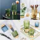 Makeup Brush Holder Organizer, Heavy Crystal Glass Brush Storage Holder, Vintage Cosmetic Make Up Bathroom Brushes Cup Pen Pencil Toothbrush Holder Striped Vase (Large (blue))