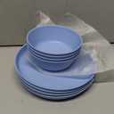 Grow Forward Premium Wheat Straw Plates and Bowls Sets - 8-Piece Wheat Straw Dinnerware Sets - Unbreakable & Reusable Microwave Safe Plastic Dinner Plates for Outdoors, RV, Camping Dishes - Glacier