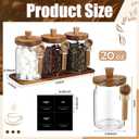 Suclain 3 Pcs Glass Coffee Container with Wooden Lid Spoon Shelf Labels Clear Airtight Jar Food Storage Canister Set for Sugar Spice Coffee Bean Holder Housewarming Gift(20 oz,Acacia Brown)