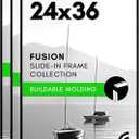 Americanflat 24x36 Poster Frame with Polished Front Cover - Set of 3 - Slide-In Photo Frame with Buildable Molding - Fusion Collection - Picture Frames for Wall Display - Black