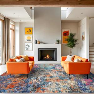 RUUGME Abstract Area Rug 10X14 - Large Soft Rugs for Living Room Abstract Colorful Rug Indoor Non Slip Low Pile Carpet for Bedroom Stain Resistant Thin Rug for Dining Room Kitchen 10X14 Colorful/multi
