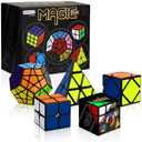 STEAM Life Speed Cube Set 5 Pack Magic Cube, Includes Speed Cubes 3x3, 2x2 S, Pyramid Cube, Megaminx Cube Puzzle Cube Bundle for Kids & Adults, Stocking Stuffers for Boys