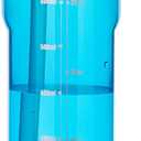 OLDLEY 20oz Kids Water Bottle with Straw, BPA-Free Tritan Water Bottle for School, Leakproof Clear Water Bottle with One Click Open, Measurement Scale, Cup Holder Friendly for Boys Girls,Blue