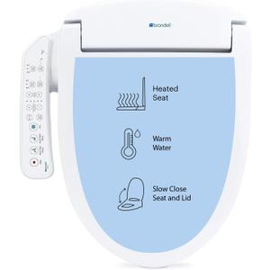 Brondell SE400-EW Swash SE400 Electric Bidet Toilet Seat With Heated Seat, Oscillating Stainless Steel Nozzle, Warm Air Dryer, Night Light, Gentle Close Lid, White Side Arm Control, Elongated