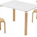 Swegrow Kids Table and 2 Chairs Set, Wooden Table and Chairs for Kids & ToddlerKid Wooden Furniture for Playroom/Home/Kindergarten, Rectangle-3 Pack