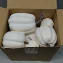 Halloween Autumn Harvest Festival 7 Artificial Pumpkins of Various Styles Decorate Rural Style Farmhouses Foam Pumpkins Thanksgiving Dinner Party Home Festival Autumn Decoration (White)