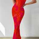 PRETTYGARDEN Women's 2026 Summer Floral Spaghetti Strap Maxi Dress Stretch Sexy Bodycon Dress Backless Slip Long Dresses (L)