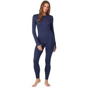 Cuddl Duds Womens Fleece Lined Thermal Base Layer Set – Long Sleeve Shirt & Leggings for Cold Weather – Lounge Set for Women, Large