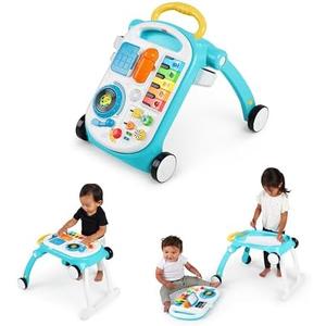 Baby Einstein Musical Mix ‘N Roll Learning Walker, 4-in-1 Push Walker, Activity Center, Toddler Table & Floor Toy, 6-36 Months, Blue