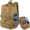 Tactical Double Deck Cooler Backpack for Men,Large Lunch Backpack with 2 Compartment,Soft Cooler Bag (Brown)