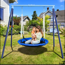 Heavy Duty 500lbs Saucer Swing Set - Outdoor Metal Frame Playground Equipment for Backyard, Includes 45'' Tree Swing & Adjustable Steel Stand - Kids/Toddlers Age 3-12 