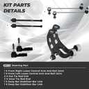 Front Suspension Control Arm Kit Compatible With 2010-2012 Ford Taurus & Flex and 2010-2012 Lincoln MKS Sway Bar Link, Outer & Inner Tie Rod End Suspension kit