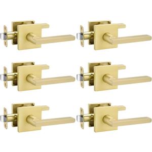 Goldenwarm Gold Passage Door Handles for Hallways & Closets, Zinc Alloy Non-Locking Brushed Gold Closet Door Handles, Heavy Duty Passage Door Hardware (6 Pack)