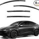 Window Visors Rain Guards Compatible with Tesla Model Y 2020-2026 Out-Channel Tape-On, Shatterproof Side Window Wind Deflectors, Extra Durable Vent Shades Accessories, Black PC material-4PCS, Size: Tesla Model Y 2020-2026